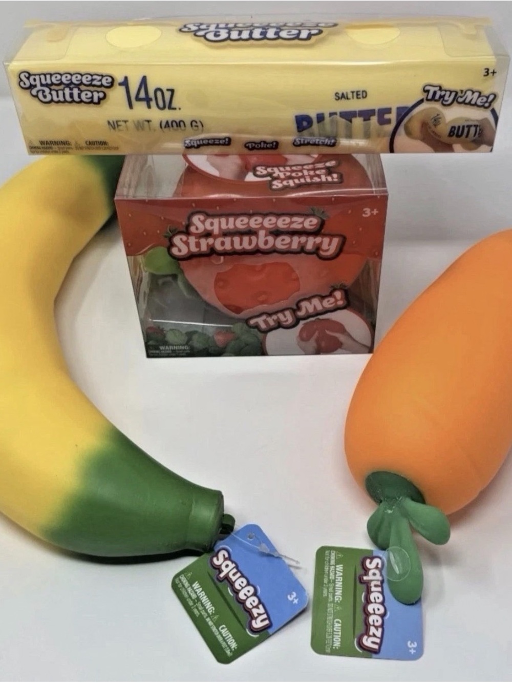 Sunny Days Squeeze Butter Strawberry Carrot Banana Squishy Bundle